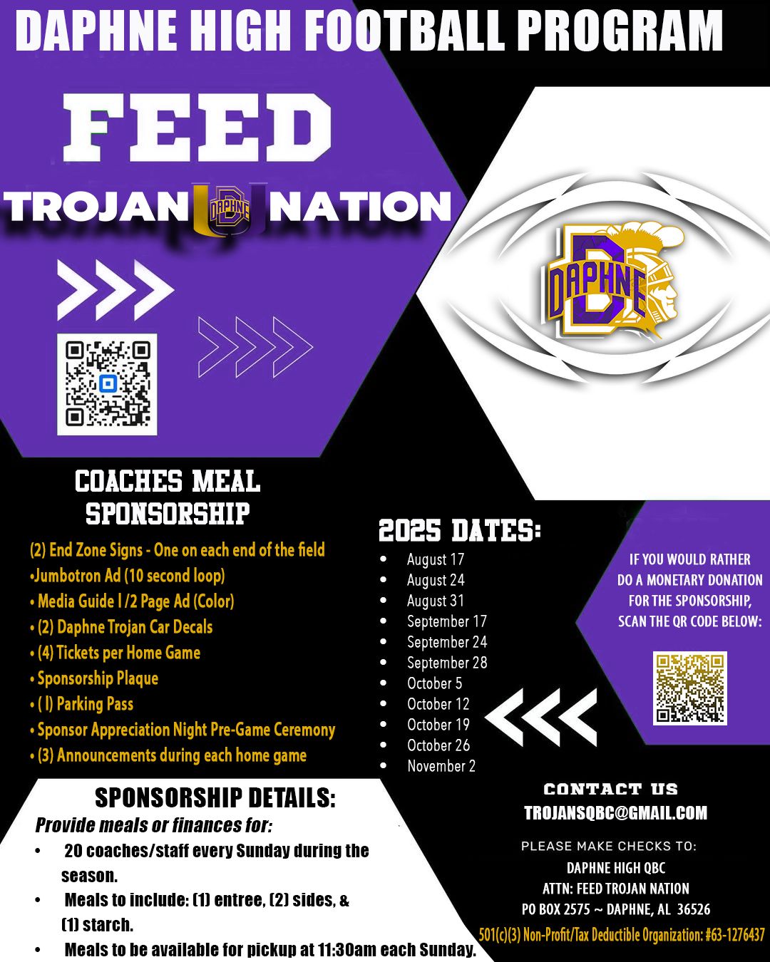 2025 Coaches Meal Sponsorships