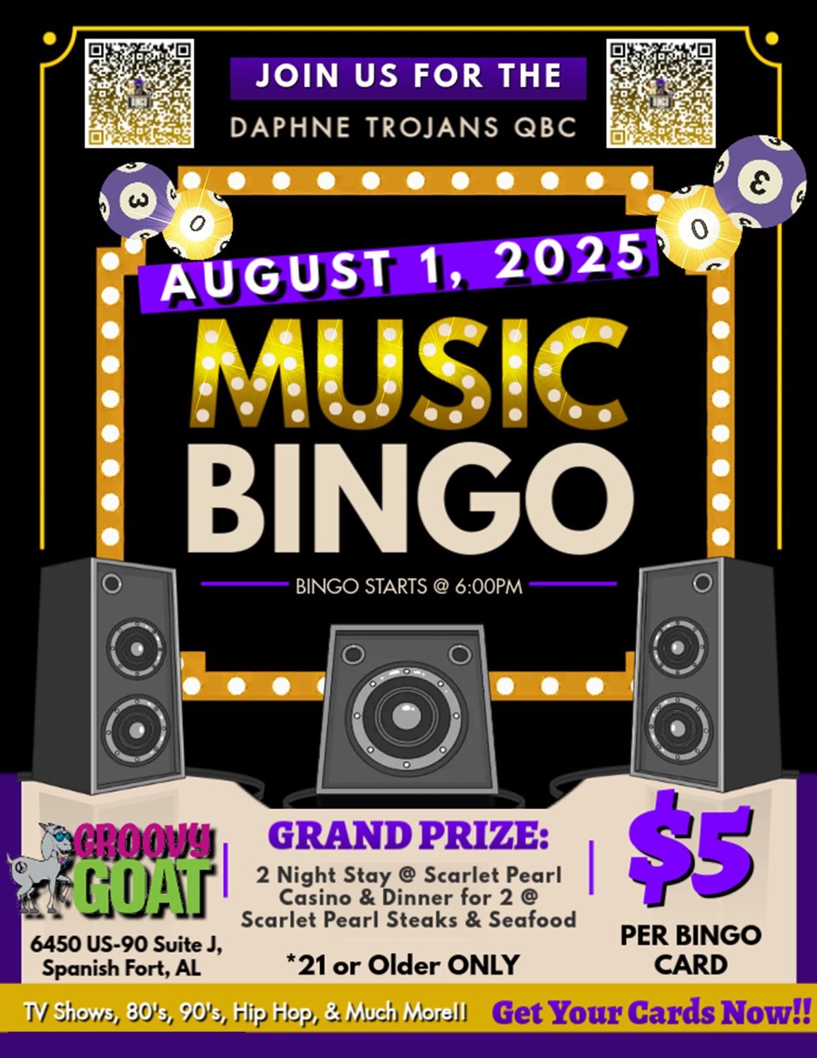 MUSIC BINGO NIGHT (8-1-25)