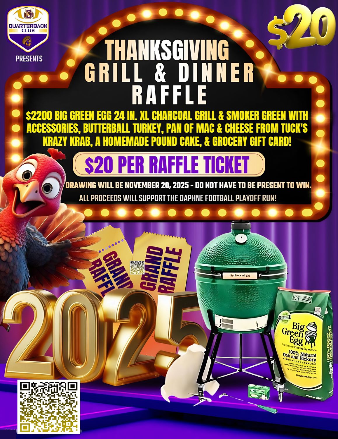 THANKSGIVING  XL GREEN EGG GRILL RAFFLE 🎫