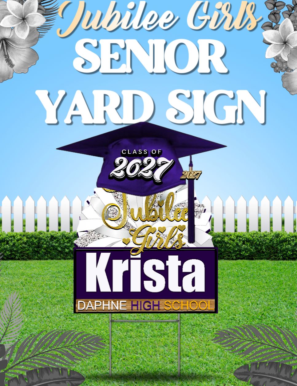 Class of 2027 Trojan Jubilee Girl Senior Yard Sign
