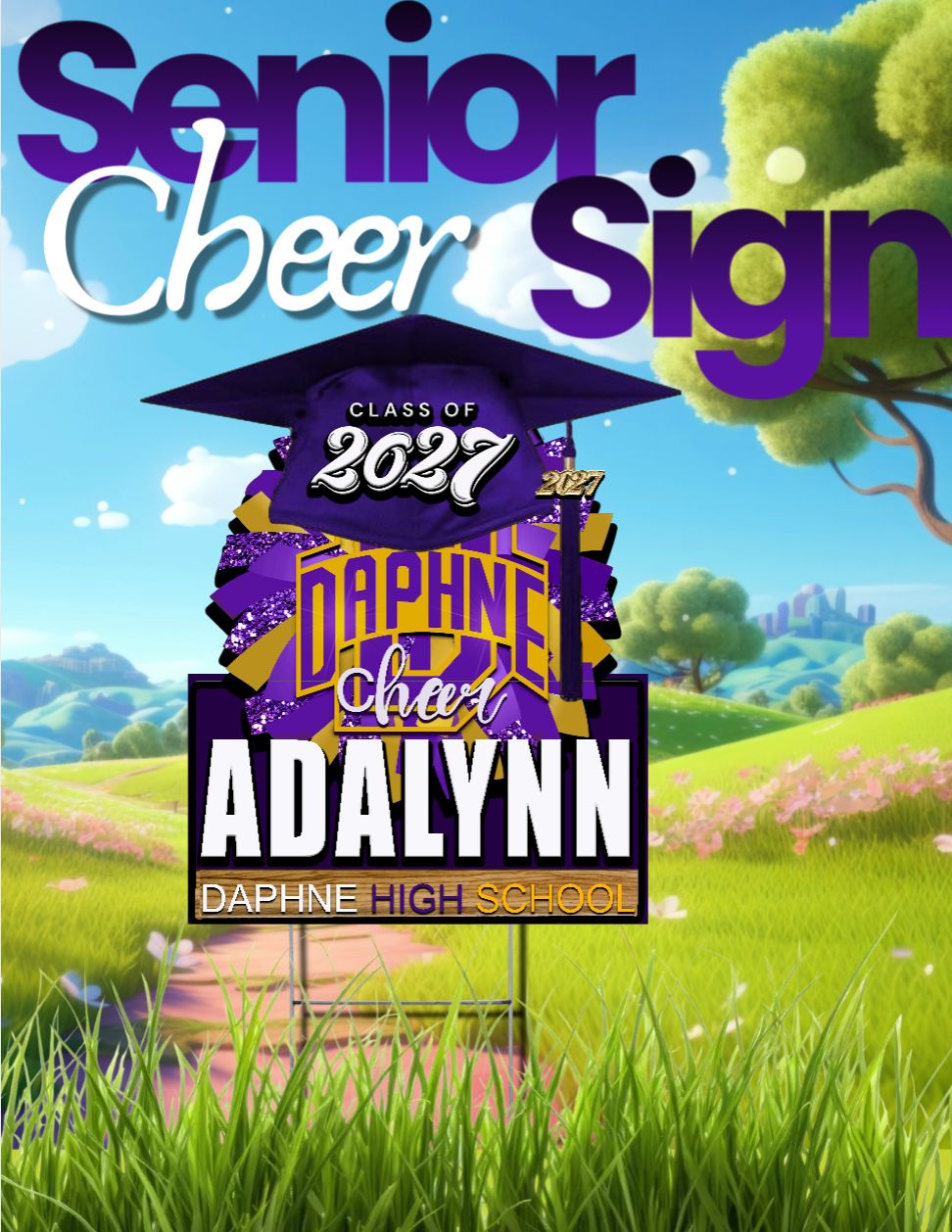 Class of 2027 Trojan Cheer Senior Yard Sign