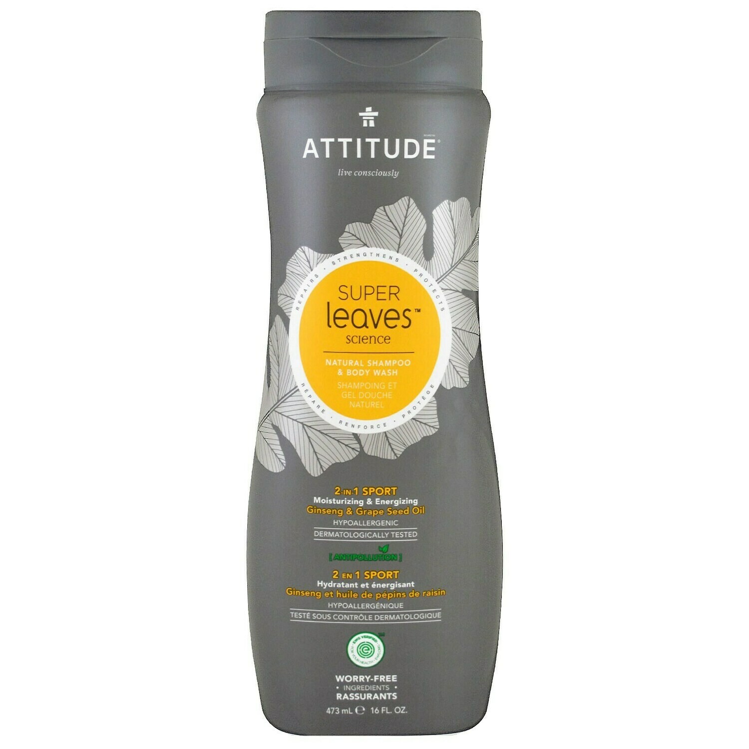 Attitude | Mens | Shampoo & Body Wash | Ginseng & Grape Seed Oil