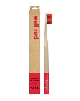 From Earth To Earth | Bamboo Toothbrush | Adult | Medium | Red