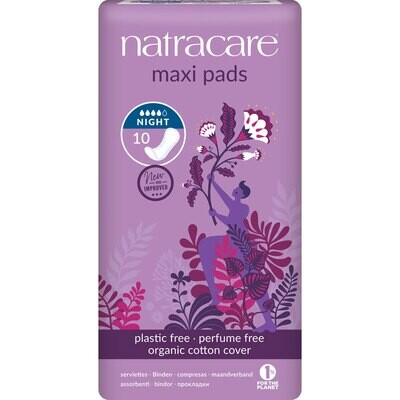 Natracare | Maxi Pads | Night Time | 10
