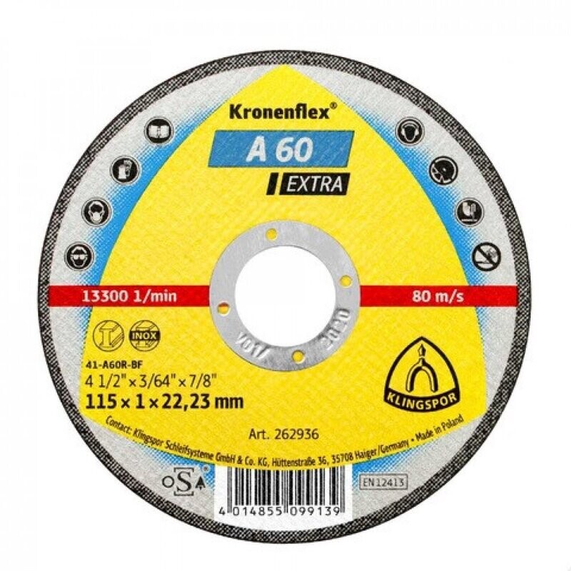 DISCO CORTE 4 1/2" X 1 MM A60 TZ KLINGSPOR