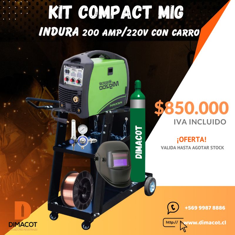 ​KIT COMPACT MIG INDURA 200 + CARRO