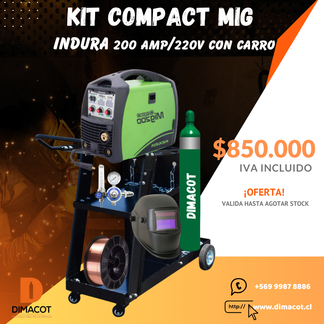 ​KIT COMPACT MIG INDURA 200 + CARRO