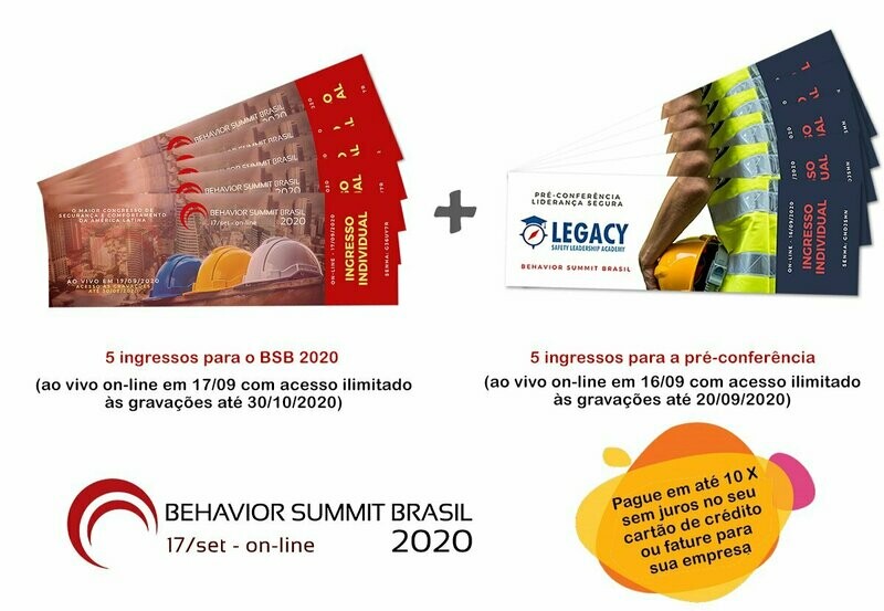 Combo de 5 ingressos para o BSB 2020 + 5 ingressos para a pré-conferência LIDERANÇA SEGURA - Lote 01