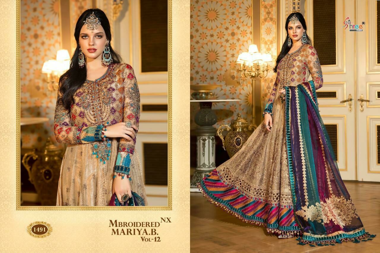 shree fabs brand mbroiedered maria b vol 12