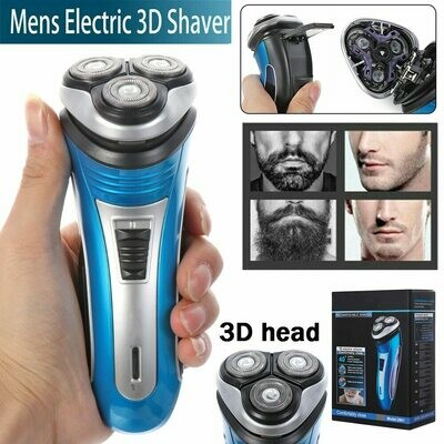1Pc Men Fashion 3D Blue Head Rotating Triple Rechargeable Electric Beard Shaver Floating Rotary Razor Hair Removal Beauty Health