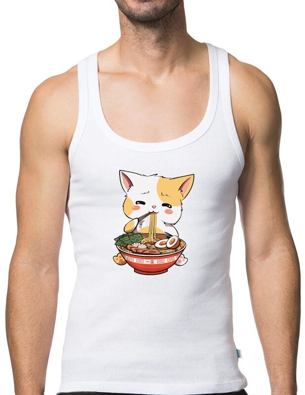 kawaii cat ramen noodle bowl, summer tank