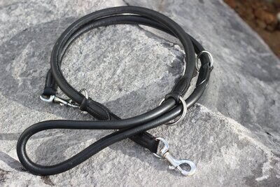 LEATHER LEASH ROND SEWED BLACK