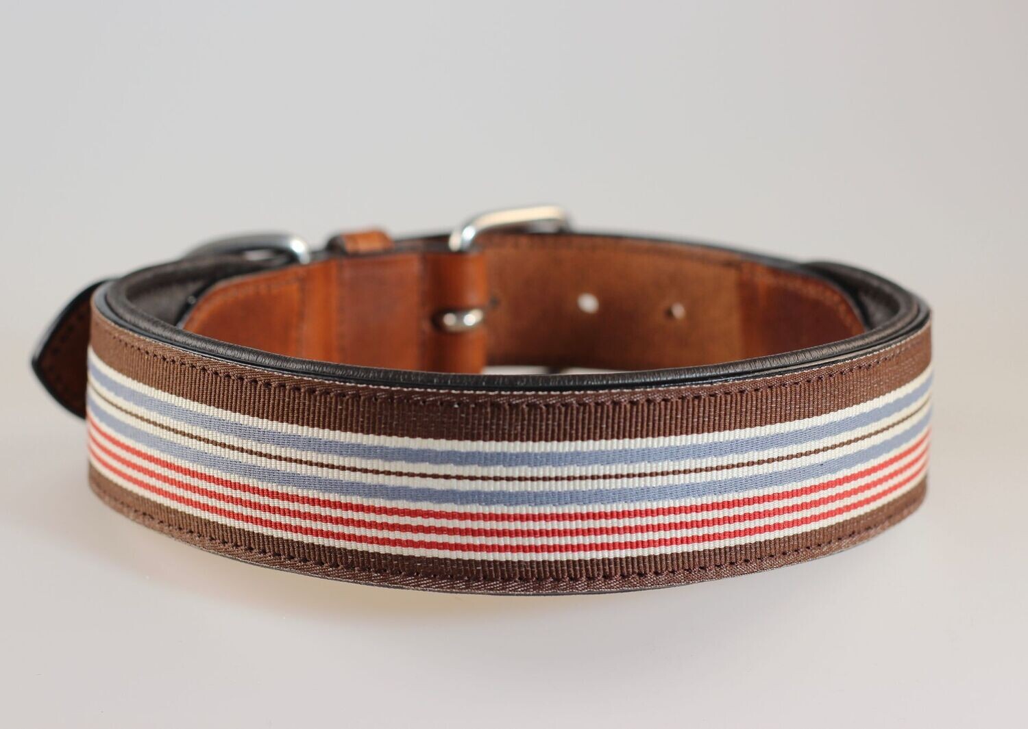 LEATHER COLLAR HAPPY STRIPED BROWN NEW