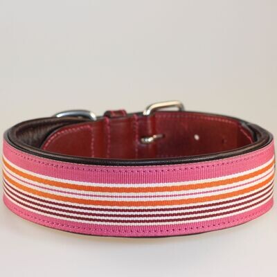 Leder Halsband HAPPY STRIPED PINK— SALE