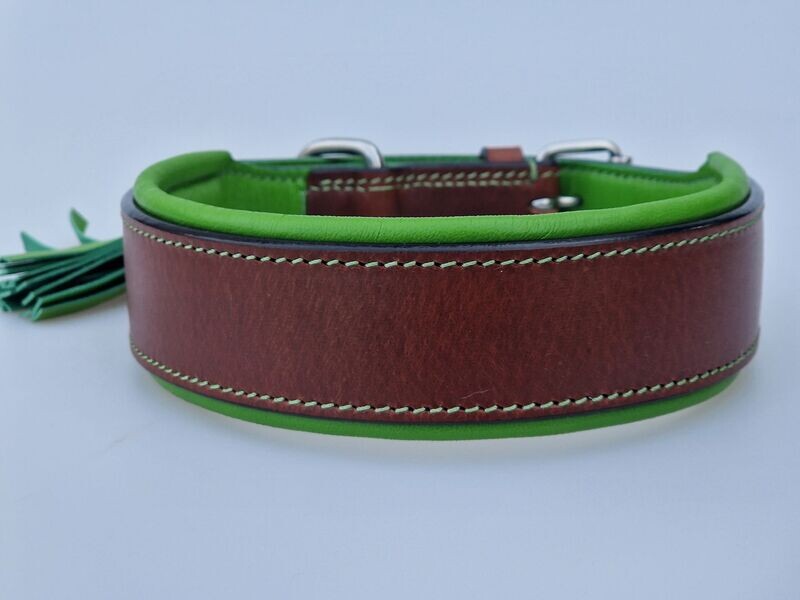 LEATHER COLLAR TWO TONE - GREEN