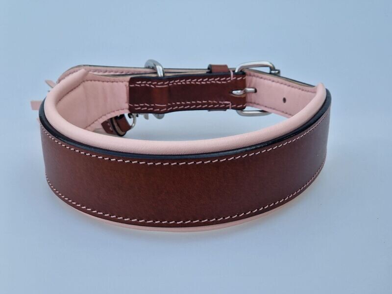 LEATHER COLLAR TWO TONE - with Nappa Rose