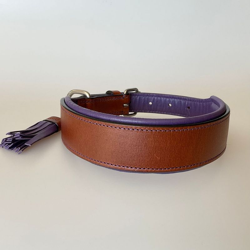 LEATHER COLLAR TWO TONE - PURPLE