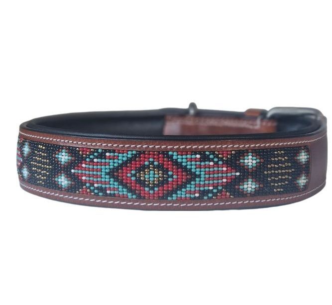 Leder Halsband  brown Aztec