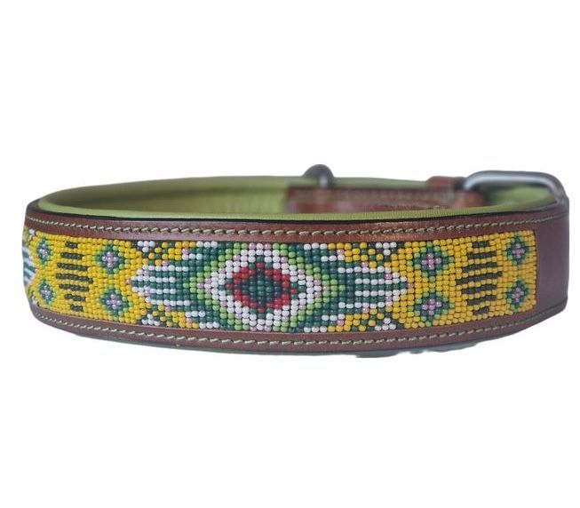Leder Halsband  YELLOW AZTEK
