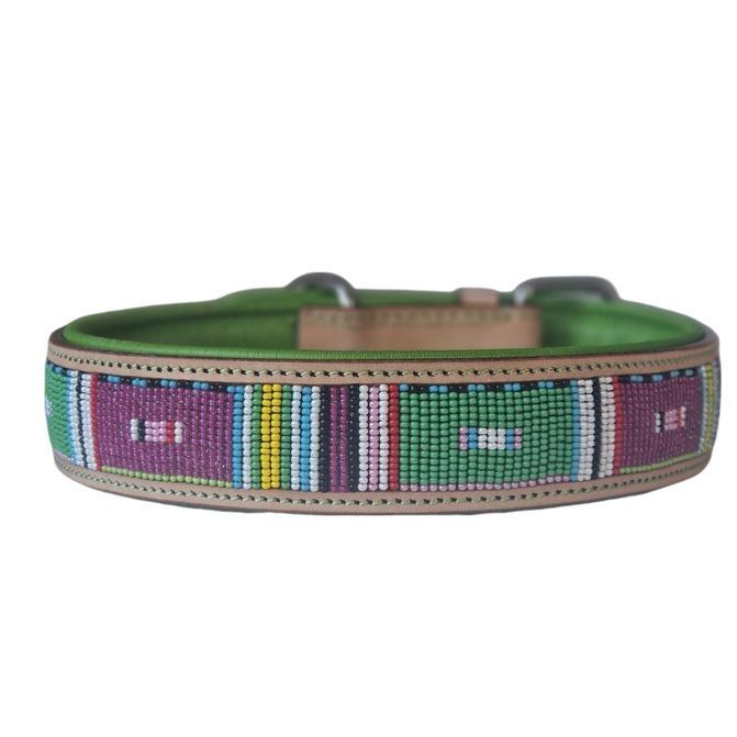 Leather COLLAR nature GREEN MEETS PINK New Leather COLLAR nature GREEN MEETS PINK New