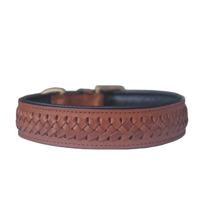 Leder Halsband COGNAC*  mit MESSING  Beschlägen