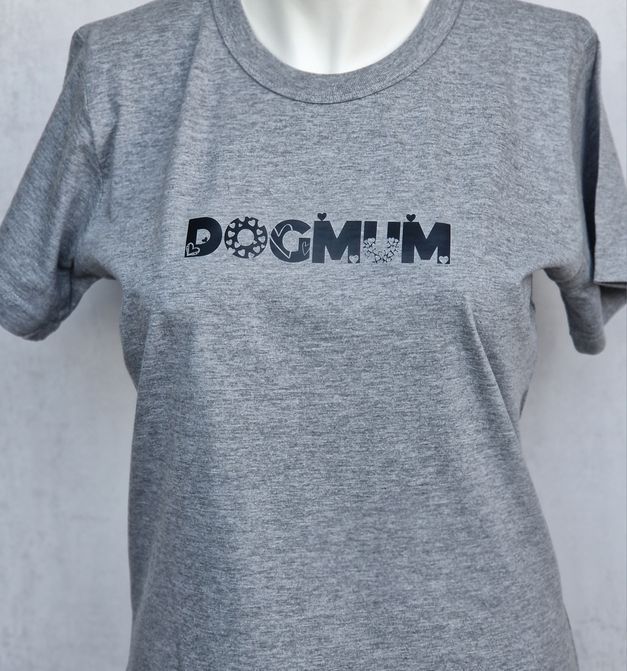 Baumwolle T- Shirt „DOGMUM“ grau, Größe: XS