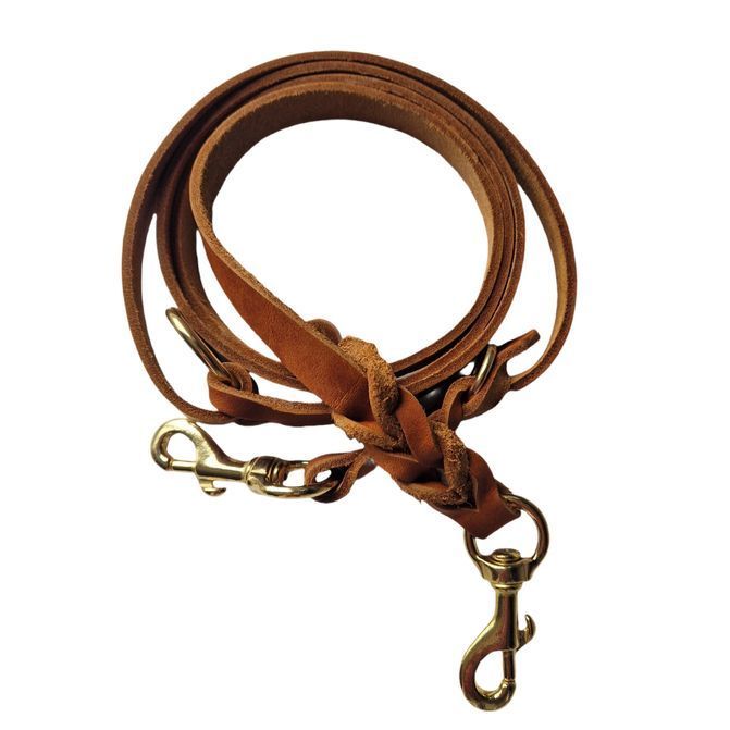 Fettleder Leine COGNAC mit messing Beschlägen 20 mm, 200 cm lang NEW IN Fettleder Leine COGNAC mit messing Beschlägen 20 mm, 200 cm lang NEW IN
