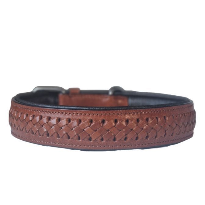 Leder Halsband braided COGNAC Leder Halsband braided COGNAC