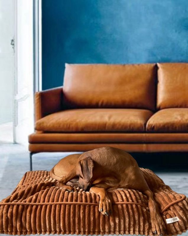 Luxus Hundekissen FAKE FUR COGNAC