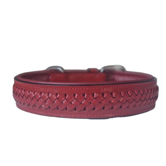 Leder Halsband braided RED PEPPER - Leder Halsband braided RED PEPPER -