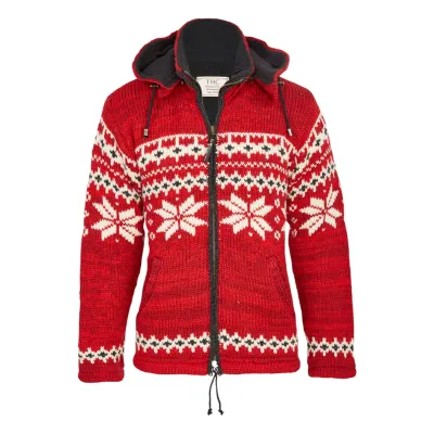 Unisex Strickjacke NORWEGIAN RED - handgestrickt aus Nepal - Fair Trade Unisex Strickjacke NORWEGIAN RED - handgestrickt aus Nepal - Fair Trade