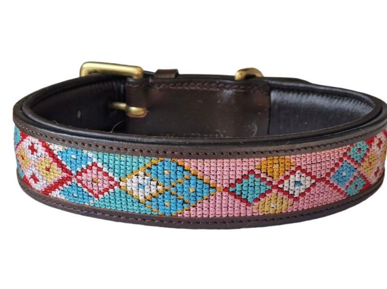 Leder Halsband Manege Confetti  CORAL