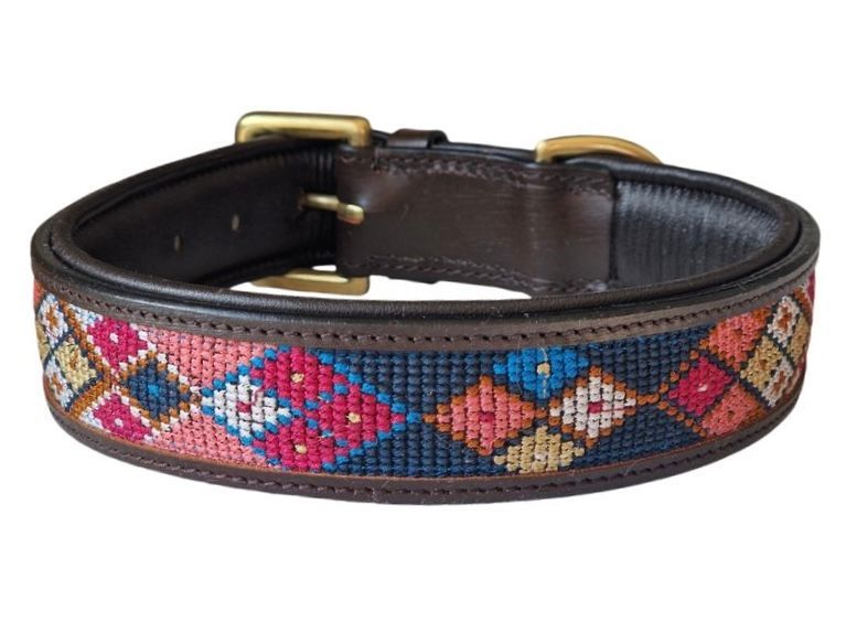 Leder Halsband Manege Carousel TEAL Leder Halsband Manege Carousel TEAL