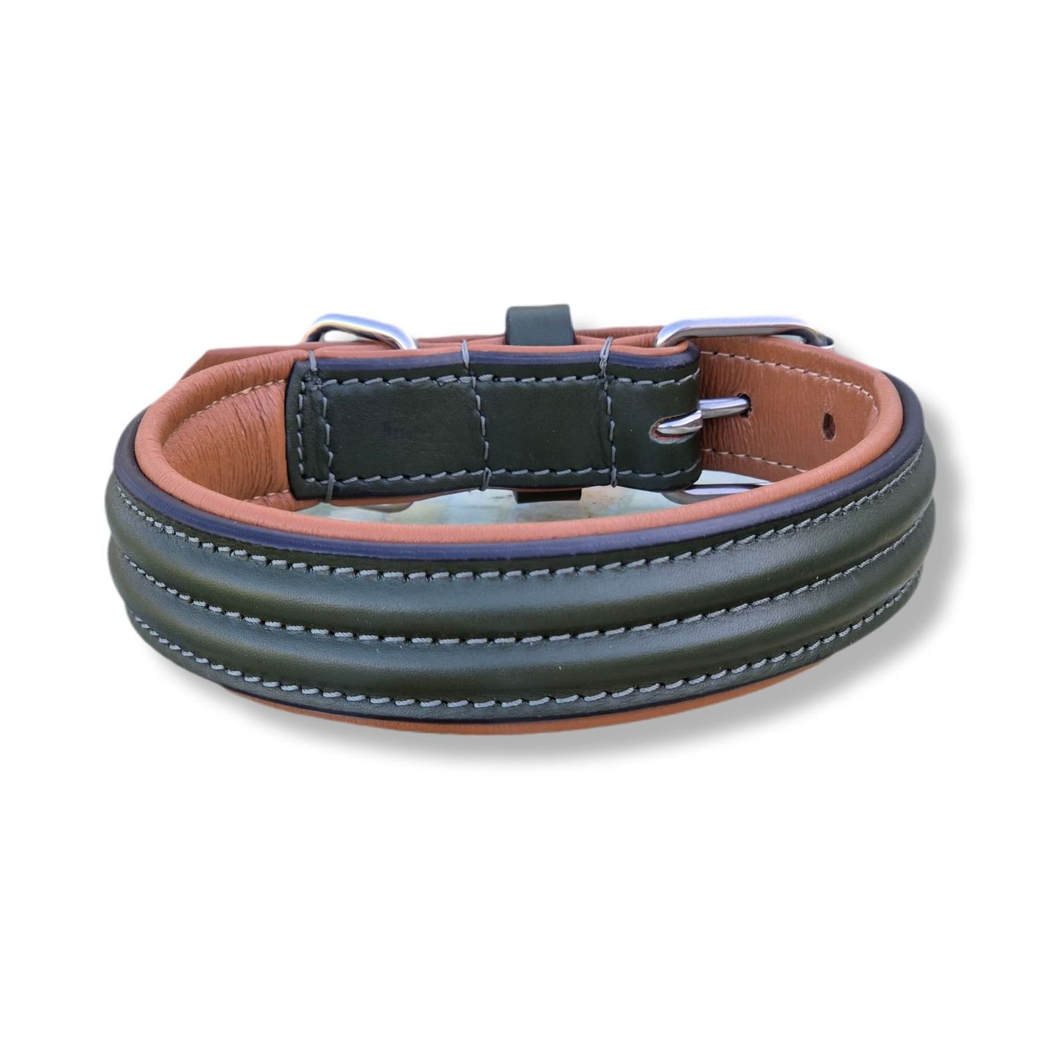 Leder Halsband PURE Oliv - new in