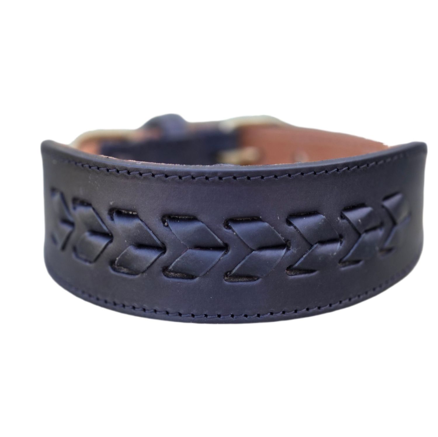 Windhund Leder Halsband BRAIDED Schwarz  -  NEW IN