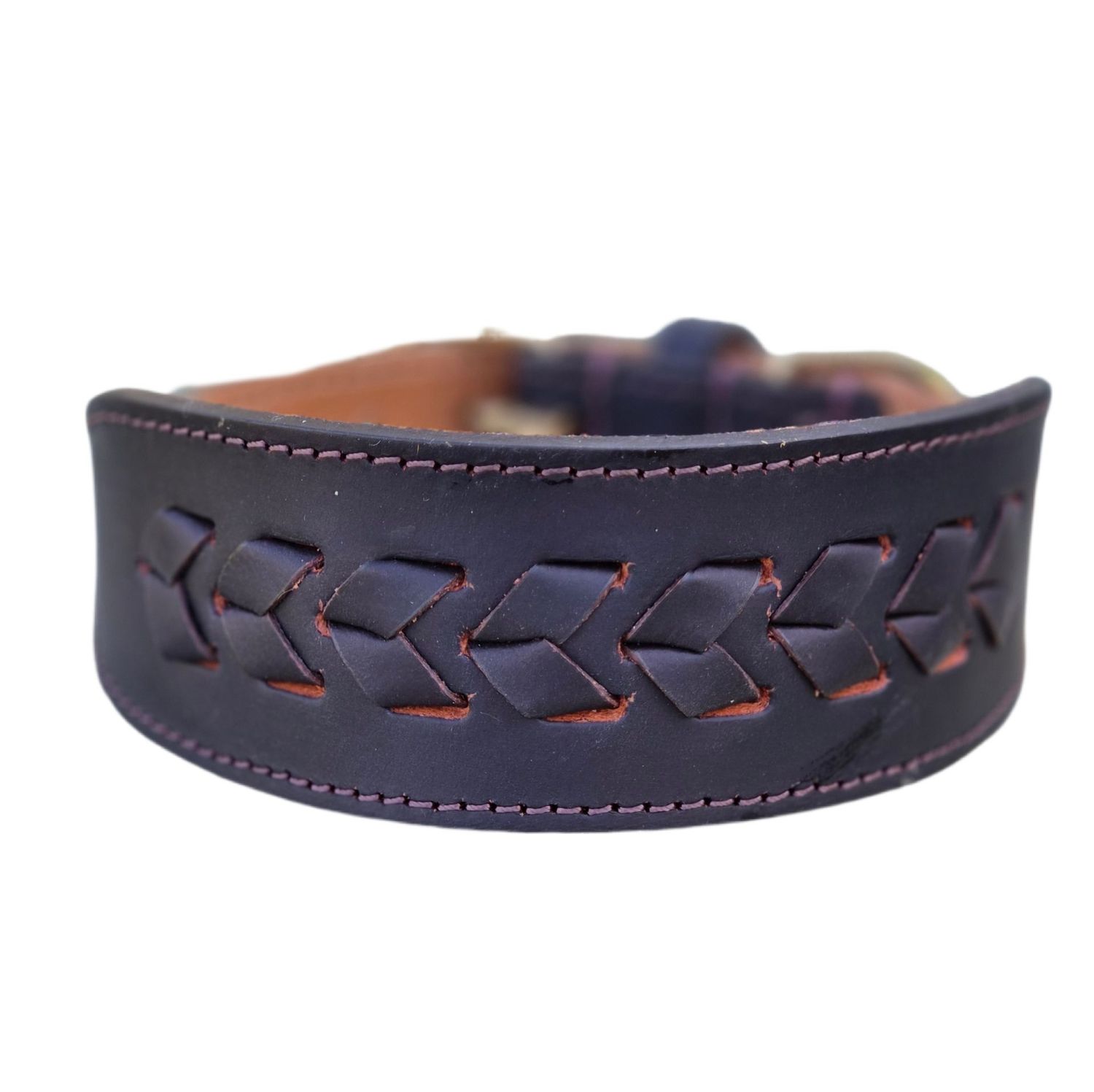 Windhund Leder Halsband BRAIDED dunkelbraun -  NEW IN