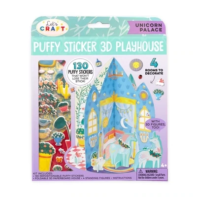 Bright Stripes Unicorn Palace Puffy Sticker 3D Playhouse