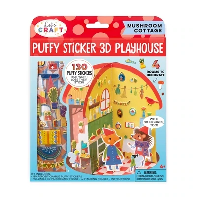 Bright Stripes Mushroom Cottage Puffy Sticker 3D Playhouse
