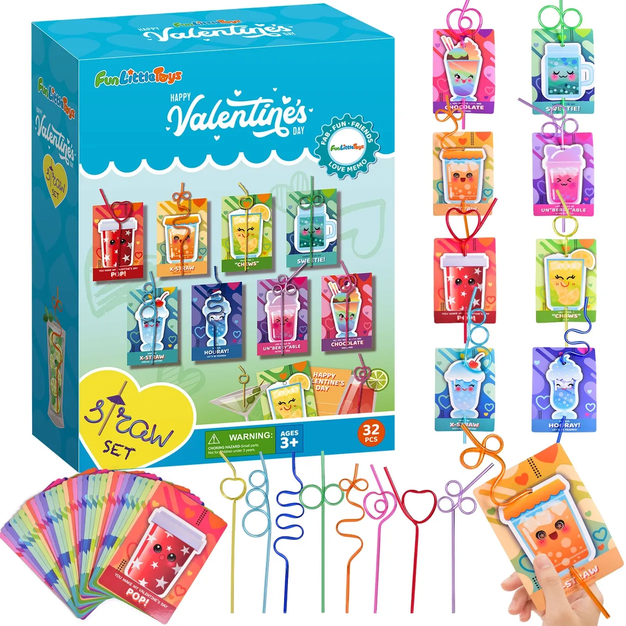FLT Straw Valentines 32pk 