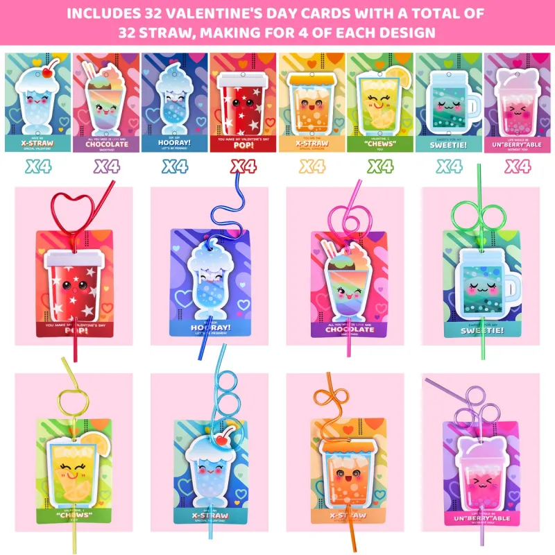 FLT Straw Valentines 32pk 