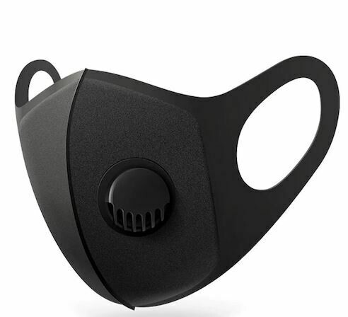 Adult Face Mask Polyurethane Sponge Reusable Respirator Washable Dustproof Breathing Mask - Black with Valves