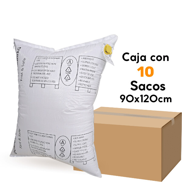 Caja con 10 sacos hinchables - Airbag de Rafia 90x120