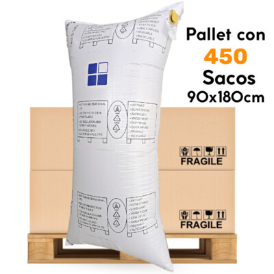 Palet con 450 sacos hinchables - Airbag de Rafia 90x180