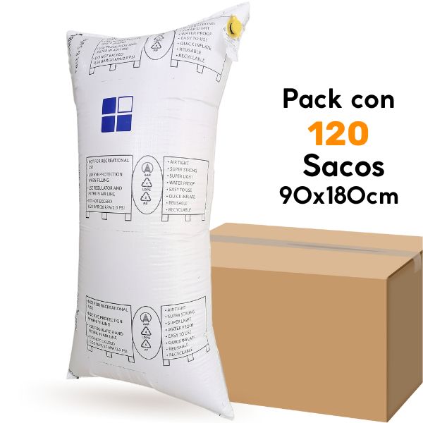 Caja con 120 sacos hinchables - Airbag de Rafia 90x180