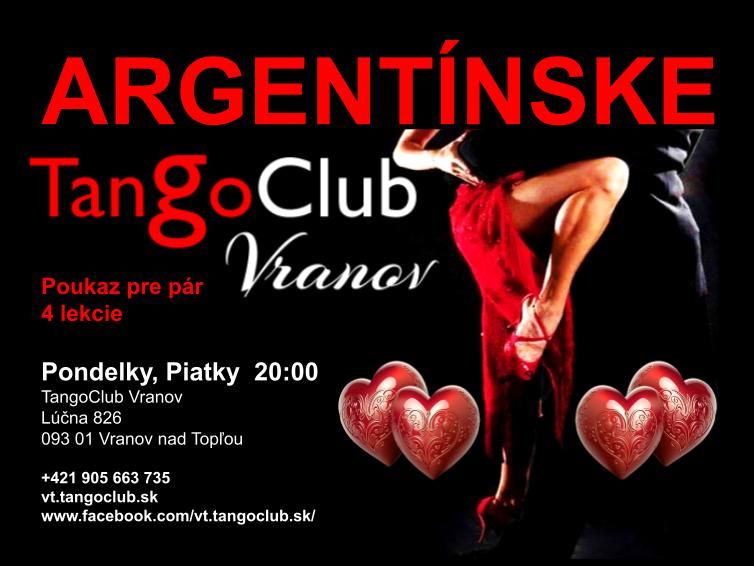 Poukaz na 4 lekcie v TangoClub Vranov