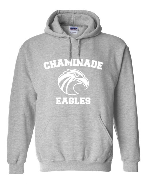 Grey Hoodie with White Eagle Head Logo - HS