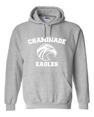 Grey Hoodie with White Eagle Head Logo - HS