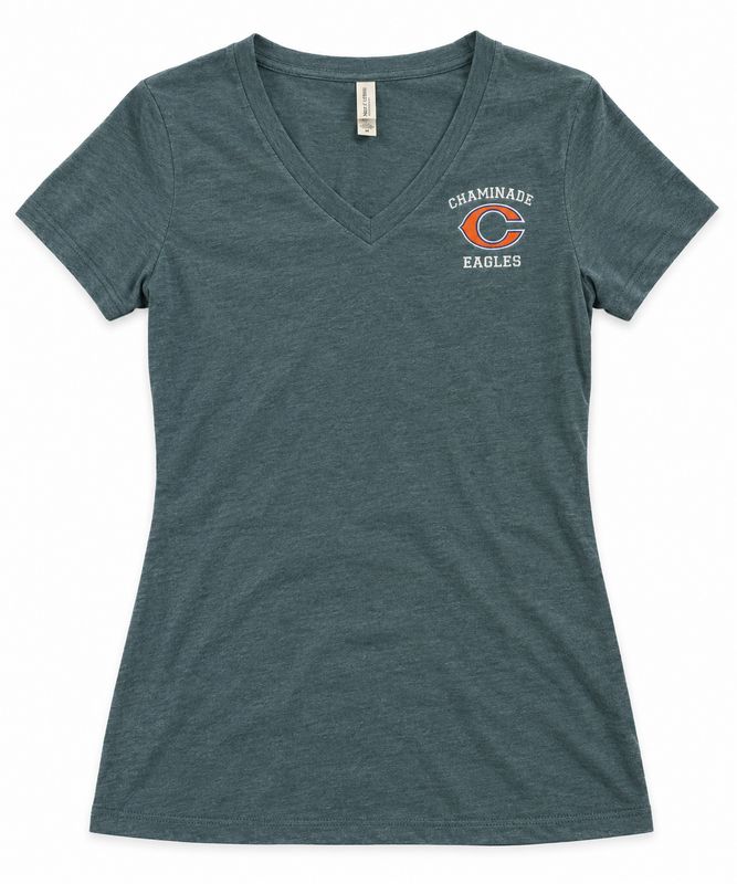 Ladies Heathered Navy V-Neck