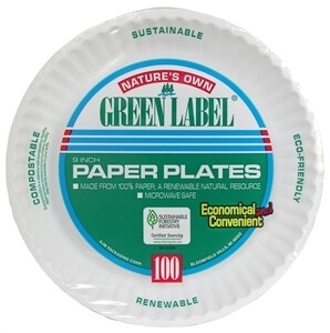 Green Label Paper Plates 100ct/9in