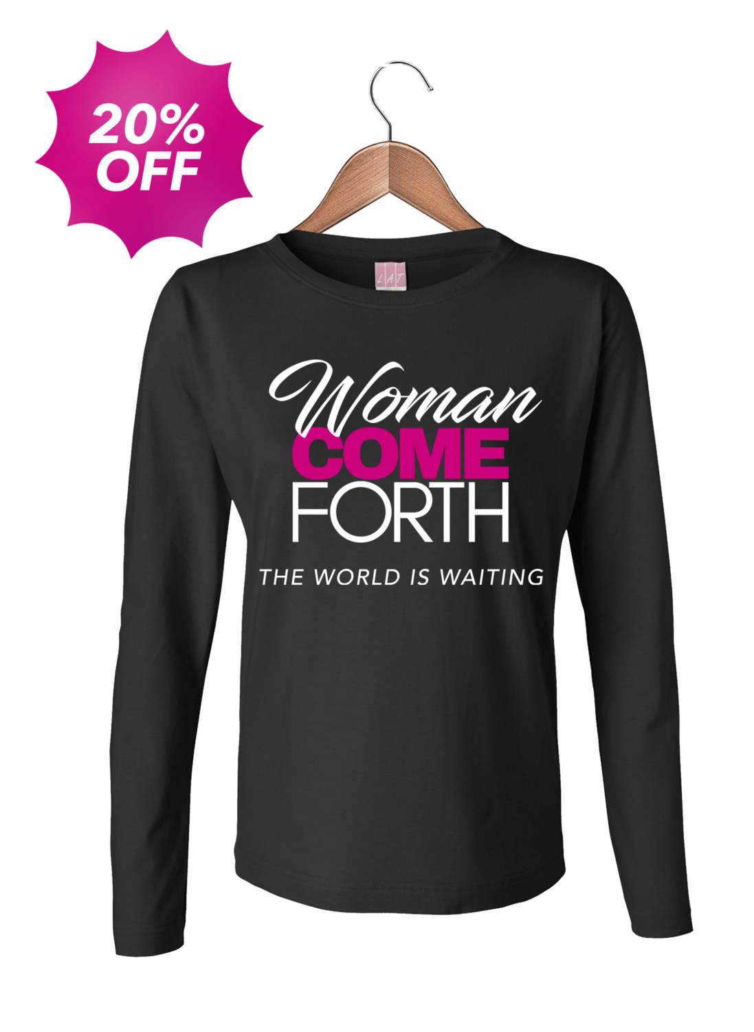 Woman Come Forth Crew-Neck Long Sleeve T-Shirt in Black